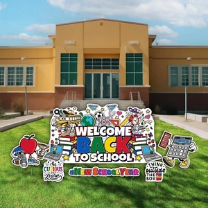 Welcome Back to School Yard Sign, 6pcs, New School Year Lawn Signs with Stakes - Picture 1 of 9