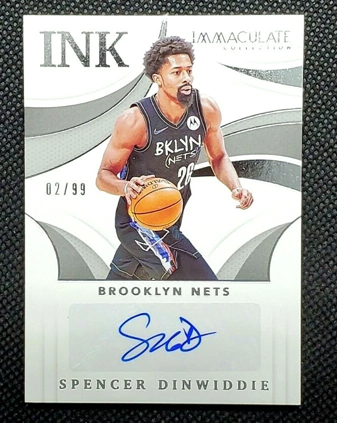 2020-21 Panini Immaculate Ink Spencer Dinwiddie Ink AUTO 2/99 Brooklyn NETS - Image 1 of 2