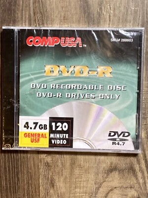 Comp USA DVD plus R recordable Qty 1 disc 4.7 GB 120 Mn  Shipping Included. - Image 1 of 2