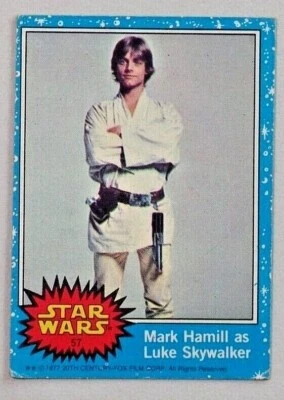 1977 STAR WARS MARK HAMILL LUKE SKYWALKER  RC #57 BLUE Series Trading Card A496 - Image 1 of 2