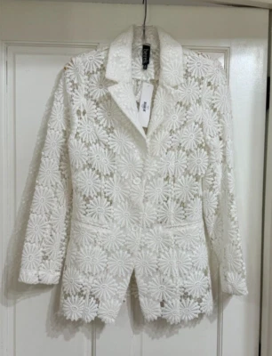 NUEVA con Etiquetas Nueva con Etiquetas Hermosa Chaqueta Floral Berek Blanca Margarita Talla M Foto 1 de 4