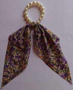 Women's Elastic Beads Like Pearl Scrunchies Silk Fabric Ponytail Holder Gift New