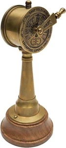 Vintage Ship Engine Room Telegraph Brass and Wood Stand, Nautical Maritime Decor - Picture 1 of 3