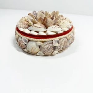Vintage Runde Muschel Dekobox mit Deckel Schmuck Behälter Muscheln - Bild 1 von 11