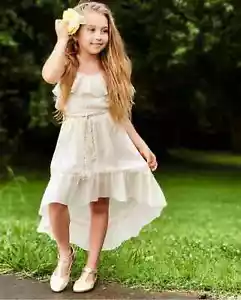 Girls High Low Ruffle Boho Dress. Beach Photos, Vacation, Cruise, Resort Dress. - Picture 1 of 42