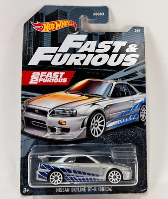 Juguete fundido a presión Mattel Hot Wheels Nissan Skyline gris GT R R34 2Fast 2Furious 2009 Foto 1 de 4
