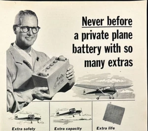 1959 Exide Private Plane Battery Philadelphia PA pubblicità stampa d'epoca - Foto 1 di 7