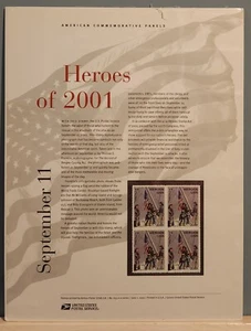USPS Commemorative Panel #653 Heroes of 2001 9/11 US Scott #B2 - Picture 1 of 1