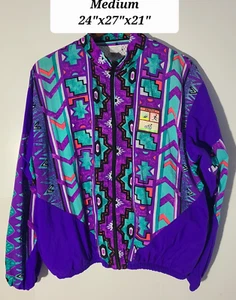 Vtg 80s/90s TriFit Sportswear Colorful Southwestern Full Zip Medium Windbreaker - Picture 1 of 6