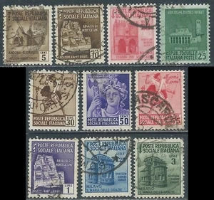 1944-45 RSI USATO MONUMENTI DISTRUTTI 10 VALORI - P12-10 - Picture 1 of 1