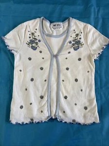 Vintage Amy Byer White Shirt Flowers Girl's Size 8-10 - Picture 1 of 12