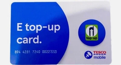 Tesco Mobile UK Network E TOP-UP CARD for Pay As You Go Sim CARD Online Topup