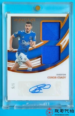 2022-23 Immaculate Everton Conor Coady Dual Patch Auto 5/5 SSP - Image 1 of 2
