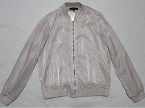 Vintage inspirierte Damen Bomberjacke durchgehender Reißverschluss Taschen leichter Satin Gr. M - Bild 1 von 11