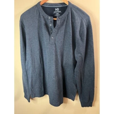 Camisa Michael Brandon Henley Manga Larga Informal Tejida Top Gris Para Hombre Grande Foto 1 de 4