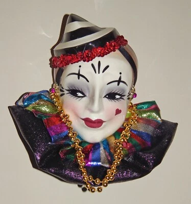 Unique Creations 3D Pierrot Jester Clown Lady Face Mask Wall Hanging Decor - Image 1 of 3