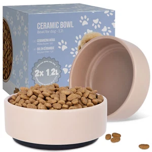 2x Keramik Hundenapf 1,2l Fressnapf Futternapf Futter Wasser Hunde Napf Schüssel - Bild 1 von 5