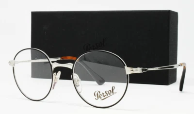Gafas Persol Para Hombre Redondas Plateadas Marco Negro 49mm PO2451V-1074 ¡NUEVAS! Foto 1 de 4
