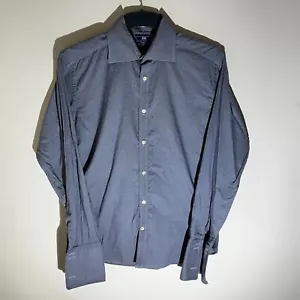 Hawes & Curtis Slim Fit Long Sleeve Button Up Grey Check Cotton Cuff Shirt 15/35 - Picture 1 of 13