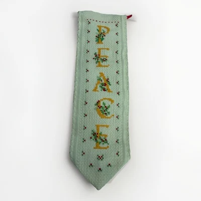 VTG Holiday “PEACE” Needlepoint, Cross-stitch Decorative Banner Or Bookmark 10x3 - Image 1 of 4