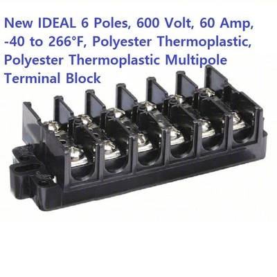 IDEAL 89-506 Terminal Strip 6-Circuit UL/CSA: 60A 600V 10-32 Screw NIB New - Image 1 of 4