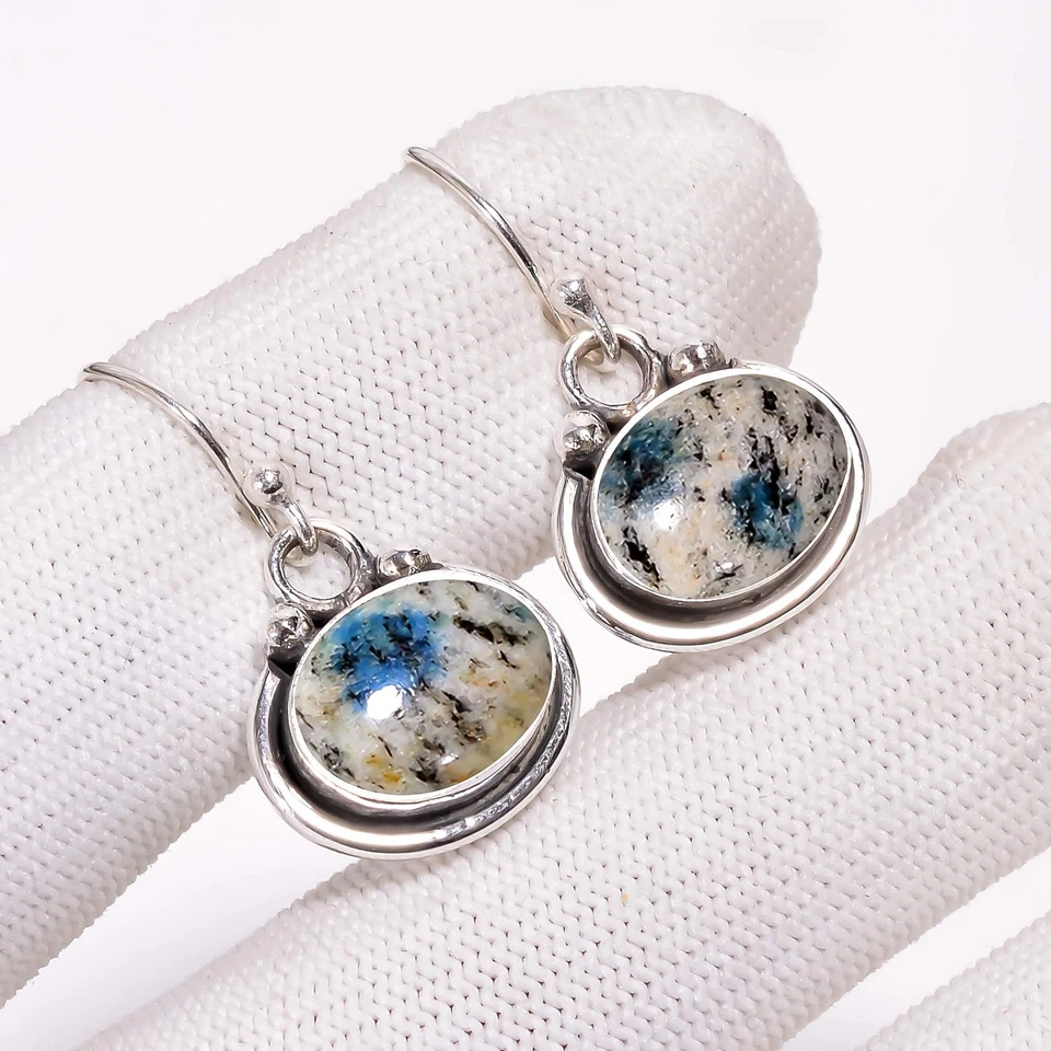 K2 Blue Azurite 925 Sterling Silver Earring, Christmas Gift, Gift For Her E13520 - Image 1 of 4