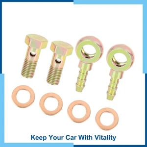 Universal Pack (2) 8mm Hose Barb Bolt Fittings Washer Bronze for Motorcycle Car - Bild 1 von 6