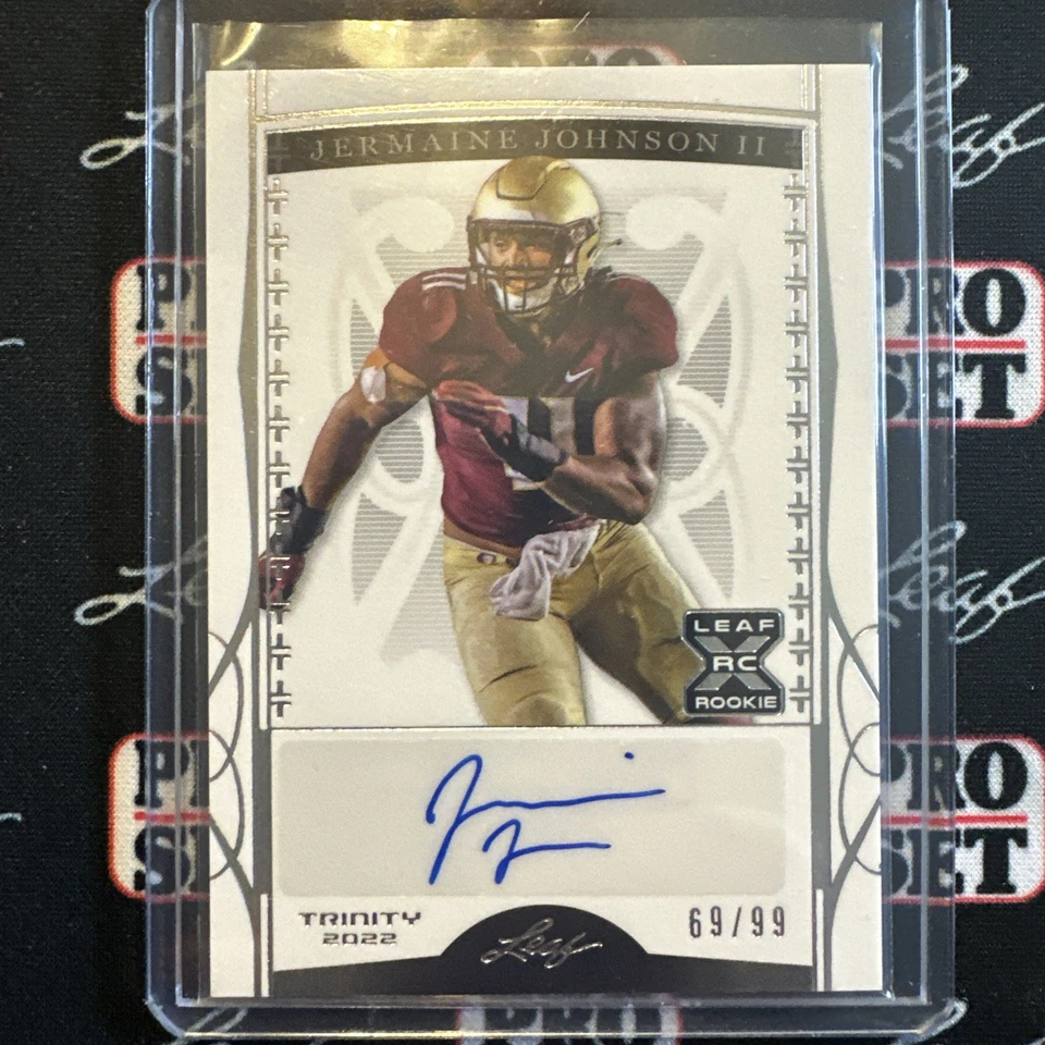 JERMAINE JOHNSON II 2022 LEAF TRINITY GOLD AUTO 69/99 FSU NY Jets - Image 1 of 2