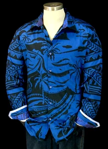 Robert Graham geometrisches besticktes Hemd 7 Meere $ 298 tropischer Stamm 2XL - Bild 1 von 10