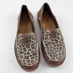 Ariat Cruiser Slipper Halbschuh Schuh Damen 7 braun Leopard Leder Mokassinnaht Western - Bild 1 von 12