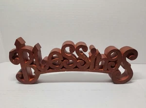 Blessings Word Cutout Burnt Orange Harvest Country Shelf Sign - Picture 1 of 6