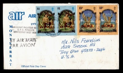 ДОКТОР КТО 1970 MONTSERRAT FDC МИФИЧЕСКИЕ СУЩЕСТВА $1 ПАРА КОМБО M55629 - Изображение 1 из 2