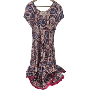 Soft Surroundings Damen Maxikleid Mehrfarbig 1X Paisley Kurzarm Lagenlook - Bild 1 von 6