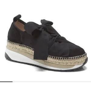 Free People Chapmin Espadrille Sneaker Stoff Wildleder Schnürer Gr. 39 8,5 schwarz - Bild 1 von 14