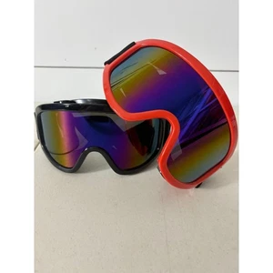 Ski Schneebrille Set Regenbogen Gläser Rot Schwarz Gestell Verstellbarer Riemen 2er Set Neu - Bild 1 von 6