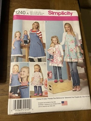 Simplicity Pattern 1240 Misses~Girls & 18" Doll Aprons in 2 Styles ~ All Size - Image 1 of 2