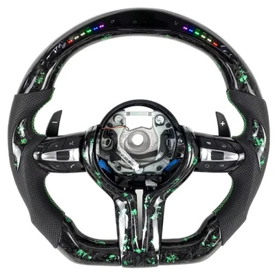Volante LED carbono forjado para BMW M3 M5 M6 F01 F02 F06 F10 F12 F15 F16F30 Foto 1 de 4
