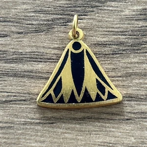 Collar Colgante Flor Vintage MMA Renacimiento Egipcio Loto Negro Dorado Tonificado 1976 - Imagen 1 de 3