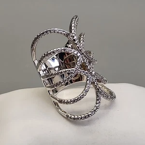 Vollfinger Ring klar Strass durchbrochen silberfarben 8,25 - Bild 1 von 9