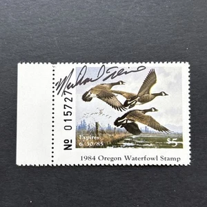 55279 US OREGON 1984 State Duck Stamp MNHOG $5 Face ARTIST SIGNED Very Nice SP* - Picture 1 of 2
