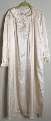 Camisón Barbizon Mujer Grande Manga Larga Rosa Melocotón Satinado Bordado NUEVO Foto 1 de 4