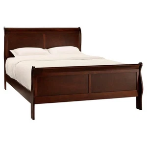 Lexicon Mayville Traditional Wood Queen Sleigh Bed in Brown Cherry - Picture 1 of 5