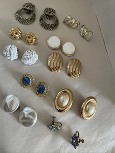 Vintage Nachlass Trödel Schublade Clip auf Schraub Ohrringe Konvolut 10 verschiedene - Bild 1 von 12