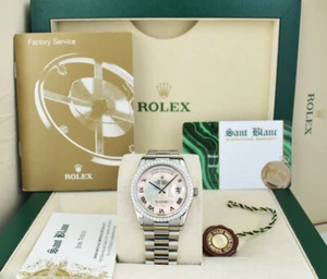 ROLEX White Gold Day Date President MOP Roman - Diamond Bezel 118209 SANT BLANC - Picture 1 of 7