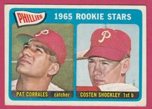 1965 Topps # 107 Pat Corrales and Costen Shockley - Phillies -- Box 722-294