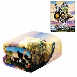 Signature Collection Native Flight of Tribe Wolf Soft Plush Blanket Queen Size - Picture 1 of 3