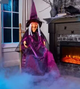 Life Size Hanging Animated Talking Witch Halloween Prop Decor 71 inch - Picture 1 of 5
