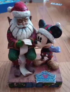 Jim Shore Disney Traditions Mickey Mouse & Santa "Checking It Twice” Figurine - Picture 1 of 5