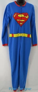 Superman Adult Mens Fleece  Adult Union jump Suit Fleece Pajamas zip pj's SZ S  - Picture 1 of 4