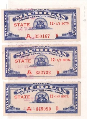 W75 Mich Liq Control Commission Wine Tax 6 Ea - Image 1 of 2